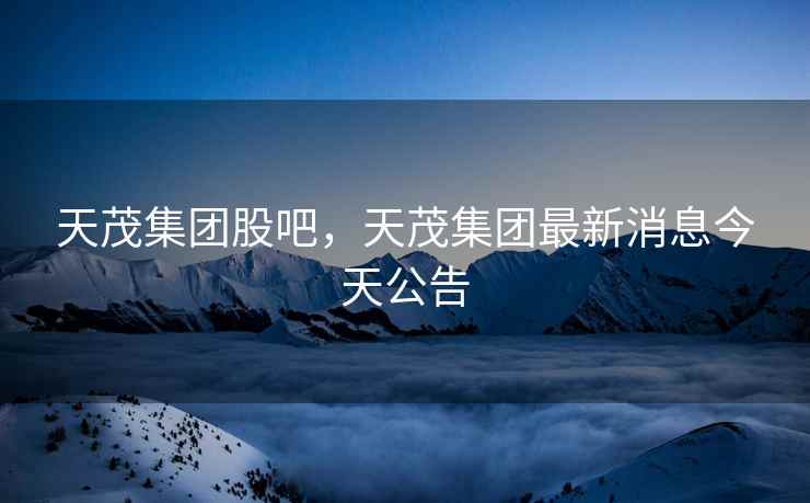 天茂集团股吧，天茂集团最新消息今天公告