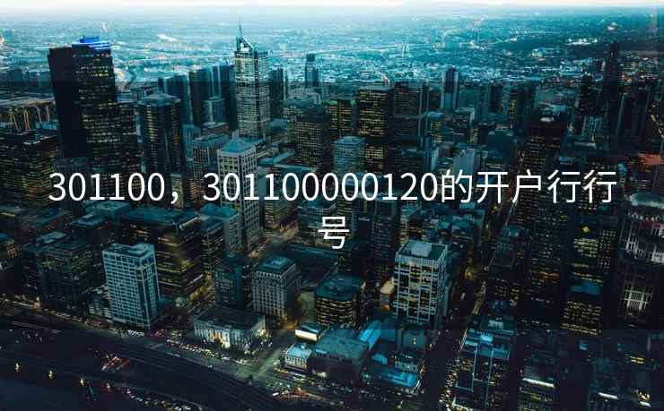 301100，301100000120的开户行行号